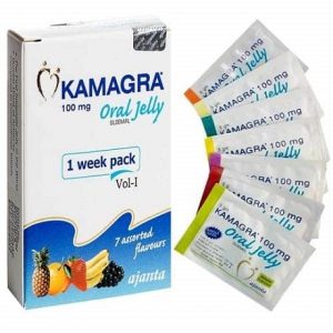 La boite de Kamagra Oral Jelly 100 mga vec des sachets au gel qui soignent la faibless sexuelle