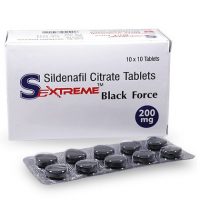 les comprimés de Sextreme black force 200 mg avec remballage. ce produit favorise l'érection