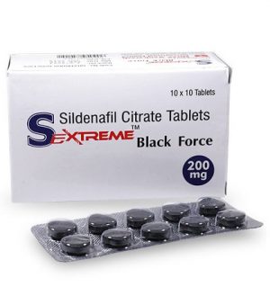 les comprimés de Sextreme black force 200 mg avec remballage. ce produit favorise l'érection
